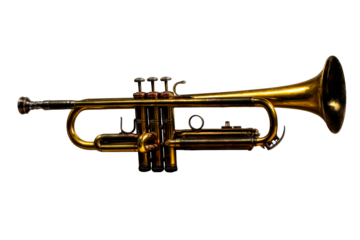 Elegant brass trumpet on transparent background