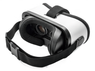 Virtual reality headset for walkthroughs PNG, VR goggles PNG, immersive simulation gear PNG, virtual tour device PNG, transparent background image