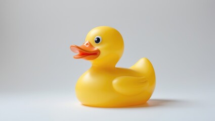 Child-friendly yellow bath duck toy in water-themed background