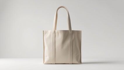 Mockup of a blank eco-friendly tote bag with handles on white background
