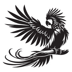 Exotic Parrot silhouette in flight – Parrot illustration – Minimalist Parrot vector – Bird silhouette

