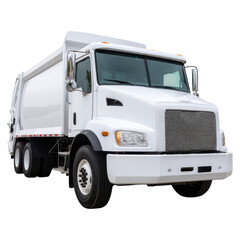 White Garbage Truck on a Solid Background Ready for Waste Collection Use, isolated on transparent background.