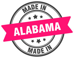 Made in Alabama round sign. Made in Alabama stamp.