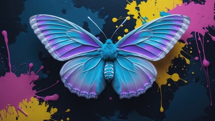 Bright and colorful splash art of butterfly and moth with floral setting