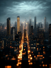 Obraz premium Futuristic city skyline at night with glowing holograms, perfect sci-fi phone background 