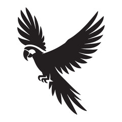 Perched Parrot silhouette, full of life – Parrot illustration – Minimalist Parrot vector – Bird silhouette

