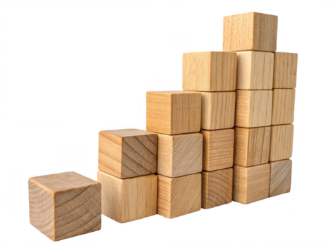 Wooden building blocks PNG, educational toy PNG, natural kids toy PNG, creative stacking blocks PNG, transparent background image - Powered by Adobe