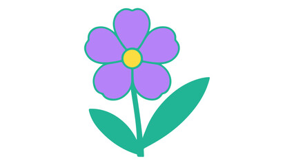 violet flower on white background, simple purple vector shape illustration