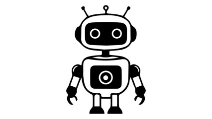 cute humanoid robot simple vector shape illustration