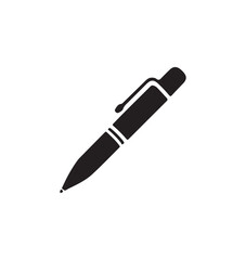 Black pen icon representing writing, office supplies, and education in a minimalist style, ideal for illustrating tasks, notes, and document handling.