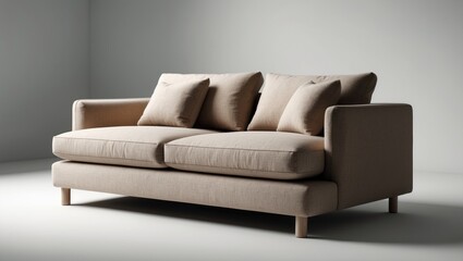 Fototapeta premium Isolated backdrop with a light brown sofa