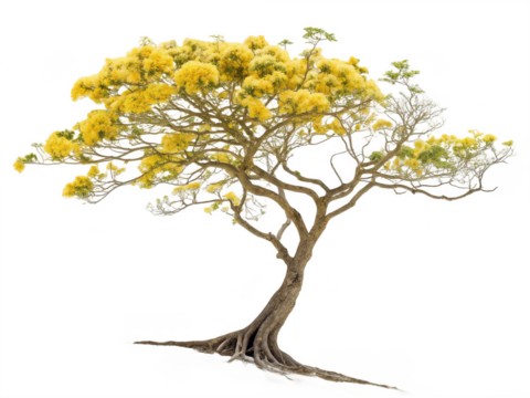 Yellow silk cotton tree PNG, tropical flowering tree PNG, Cochlospermum religiosum PNG, yellow bloom tree PNG, transparent background image