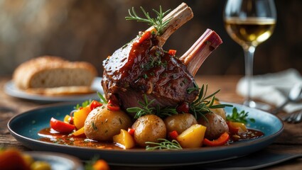 Elegant Meat and Potatoes Dinner at Gourmet Restaurant