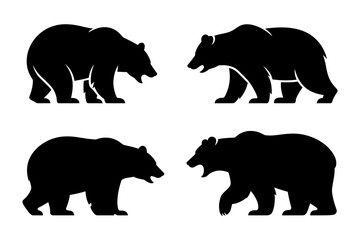 Black bear silhouette vector art illustration set