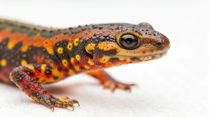 Obraz premium Close-up of a Colorful Salamander Macro Photography, Reptile Portrait, Vivid Colors, Amphibian, Salamandra Salamander, reptile