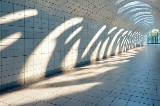 Architectural tunnel with arched ceiling and minimalist sunlit design