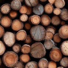A pile of wood logs stacked on top of each other