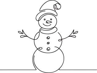 Snowman Icon Simple Line Art