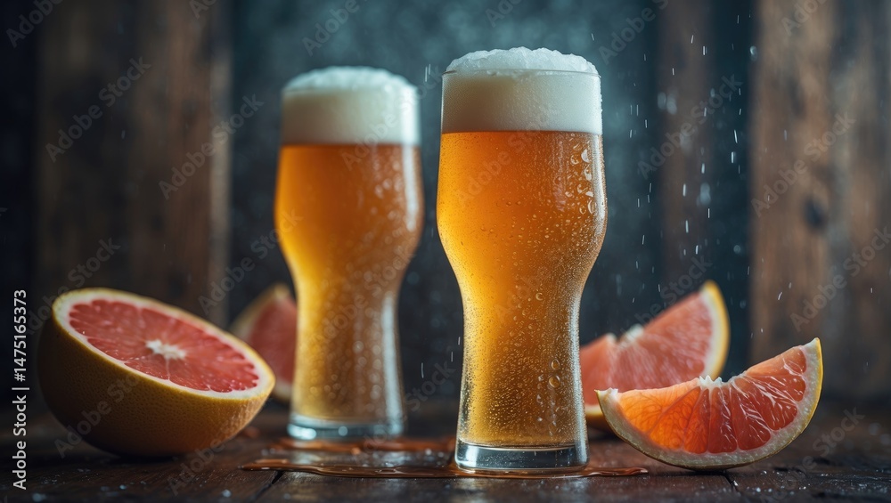 Poster cold brewed beer with fruit and citrus notes, perfect for a refreshing drink