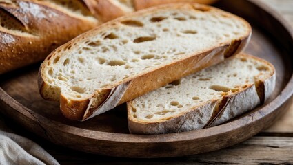 Warm and freshly baked organic baguette