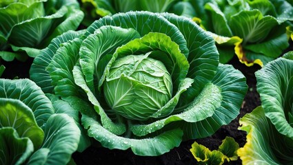 Obraz premium Bacterial infection on the leaf edges of cabbage plants