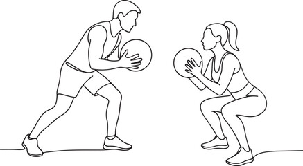 Fitness Couple with Weight Ball Workout
