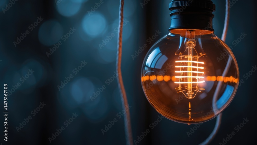 Poster bright bulb in a shadowy setting