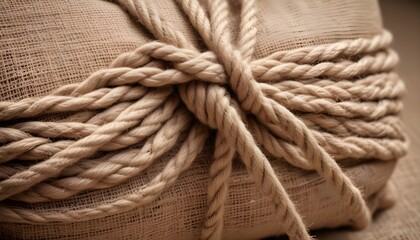 Close-up shot of a rope-tied package, showcasing the rustic and natural textures of the twine.