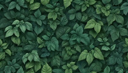 A close-up of a vibrant green foliage arrangement, creating a dense and seamless pattern.