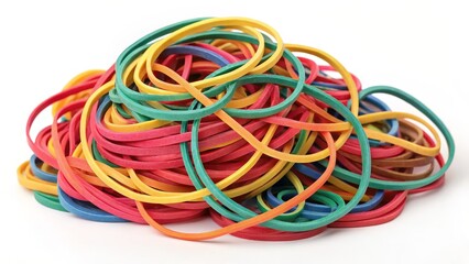 Colorful Rubber Bands Pile Close-up Composition, Tangled Texture, Office Supplies Concept, Rubber Band, Office Supplies Rubber bands, stationery