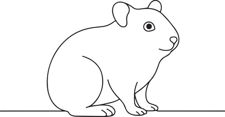 Cute Hamster One Line Sketch
