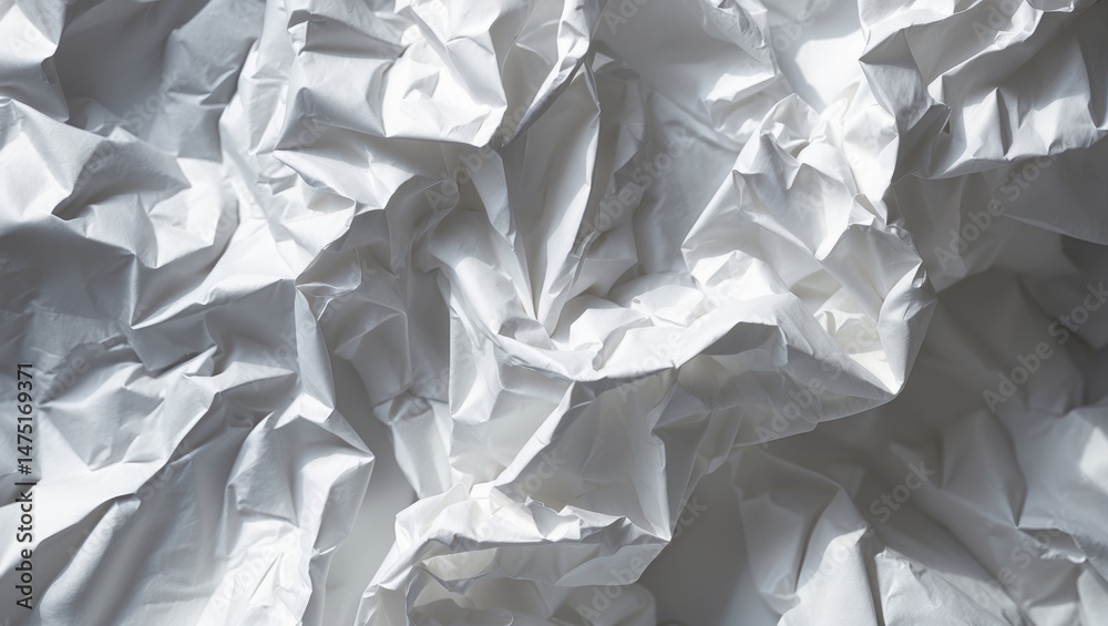 Poster Textured white paper with crumples serving as an abstract background