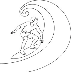 Surfer Man Riding Big Wave Art