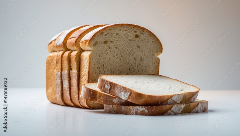 Poster layered bread slices isolated on background