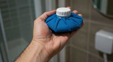 Hand holding a cold compress