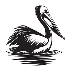 Pelican silhouette with expansive wings in motion – Pelican illustration – Minimalist Pelican vector – Bird silhouette

