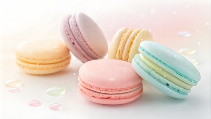 Obraz premium Pastel Translucent Macarons – Whimsical Cookie Texture Background for Sweet Branding & Luxury Dessert Marketing