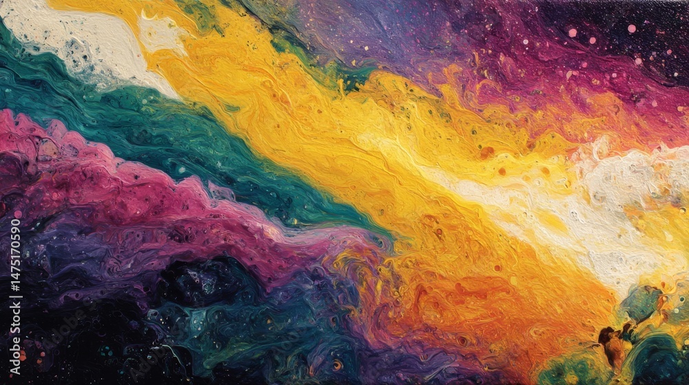 Aufkleber Abstract Flow: A Vibrant Symphony of Colors in Fluid Motion, Creating a Captivating Visual Experience