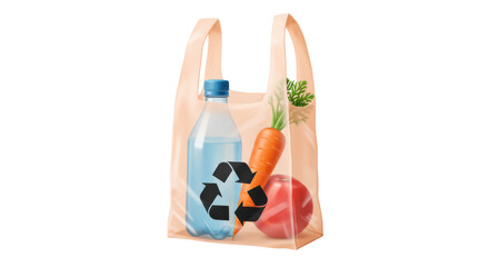 Isolated Grocery Shopping Bag with Recycle Symbol