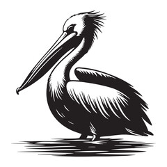 Majestic Pelican silhouette in tranquil flight – Pelican illustration – Minimalist Pelican vector – Bird silhouette

