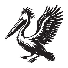 Graceful Pelican silhouette soaring above the waves – Pelican illustration – Minimalist Pelican vector – Bird silhouette

