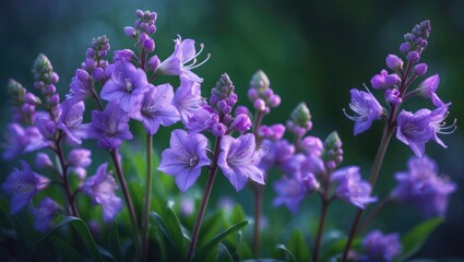 Fototapeta premium Vivid Cranesbills Group with Brilliant Blossoms and Green Foliage