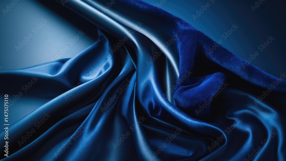 Poster sophisticated dark blue paper with a shimmering glossy surface, metallic accents, and fibrous textur