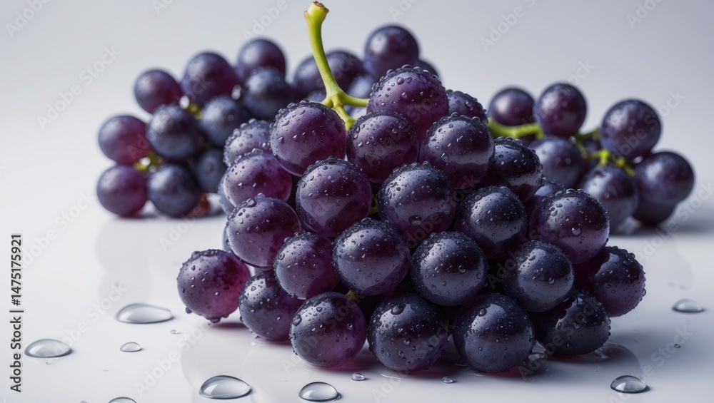 Poster dark background with purple grape cluster
