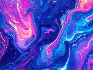 Abstract Fluid Art Background with Swirling Pink and Blue Colors in a Modern Marbling Style for Creative Projects