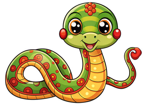 Vector illustration of snake character or cartoon character with Chinese New Year or Lantern Festival, glutinous rice balls 