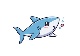 Obraz premium Kissing Shark Cartoon