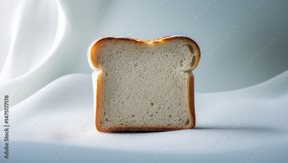 Aufkleber Macro view of toasted bread slice isolated on white backdrop