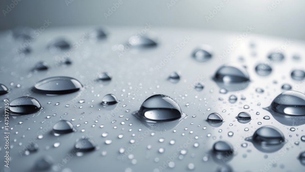Poster close-up of raindrops and bubbles on transparent background