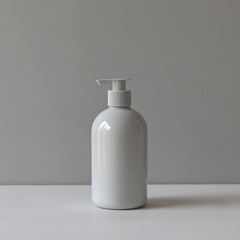 White pump bottle with minimalistic design in a neutral color scheme image